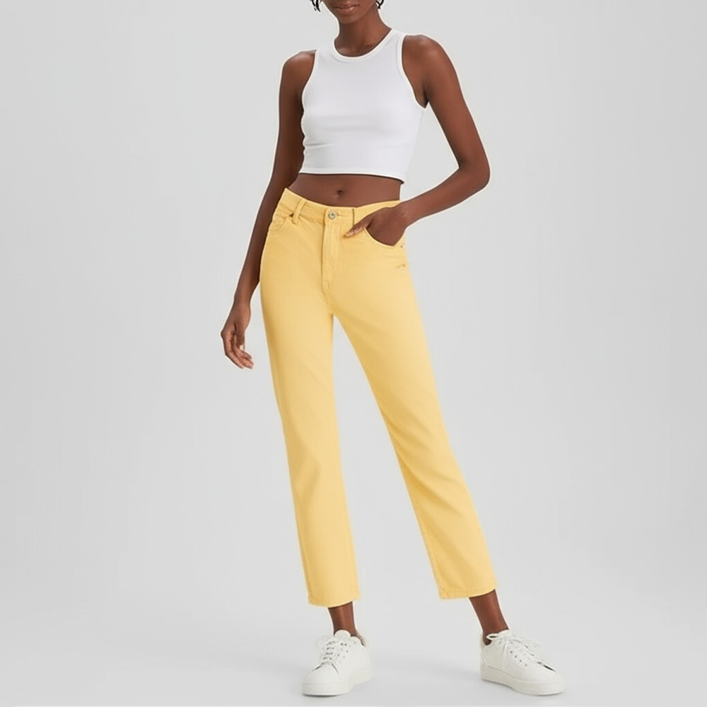 NWT‎ Levi's Fresh 501 Original Yellow Jeans 24W 26L Cropped Straight Limited